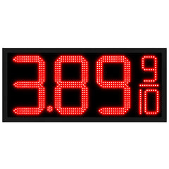 16 Inch Red LED Gas Price Sign for Gas Stations, 3 Large Digits with 9/10 Fraction, RF Remote Control, IP65 Weatherproof Housing, Digital Fuel Price Display for REGULAR, PLUS & DIESEL, Outdoor Commercial Roadside Sign