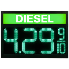 16 Inch Green LED Gas Price Sign for DIESEL at Gas Stations, 3 Large Digits with 9/10 Fraction, RF Remote Control, IP65 Weatherproof Housing, Digital Fuel Price Display, Outdoor Commercial Roadside Sign