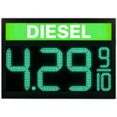 18 Inch Green LED Gas Price Sign for DIESEL at Gas Stations, 3 Large Digits with 9/10 Fraction, RF Remote Control, IP65 Weatherproof Housing, Digital Fuel Price Display, Outdoor Commercial Roadside Sign