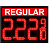 24 Inch Red LED REGULAR Fuel Price Sign, Outdoor Gas Station Display 8.889/10 with RF Remote by Gas Price Sign