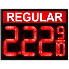 18 Inch Red LED REGULAR Gas Price Sign, Outdoor Fuel Price Display 8.889/10 with RF Remote, Commercial Fuel Station Signage