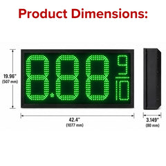 16 Inch Green LED Gas Price Display Sign, Outdoor Fuel Price Board 8.889/10 with RF Remote by Gas Price Sign