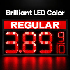 24 Inch Red LED REGULAR Fuel Price Sign, Outdoor Gas Station Display 8.889/10 with RF Remote by Gas Price Sign
