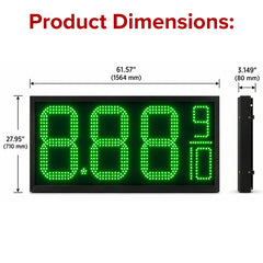 24 Inch Green LED Fuel Price Display Sign, Outdoor Gas Station Price Board 8.889/10 with RF Remote by Gas Price Sign