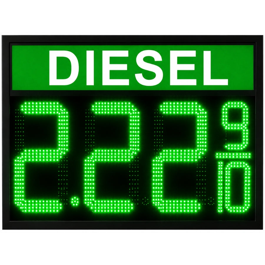 16 Inch Green LED DIESEL Fuel Price Display, 8.889/10 Outdoor Gas Station Sign with RF Remote by Gas Price Sign