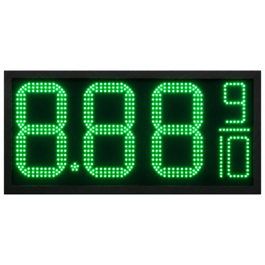 12 Inch Green LED Fuel Price Display, 8.889/10 Digital Gas Station Sign with RF Remote, Master & Slave Outdoor Signage by Gas Price Sign