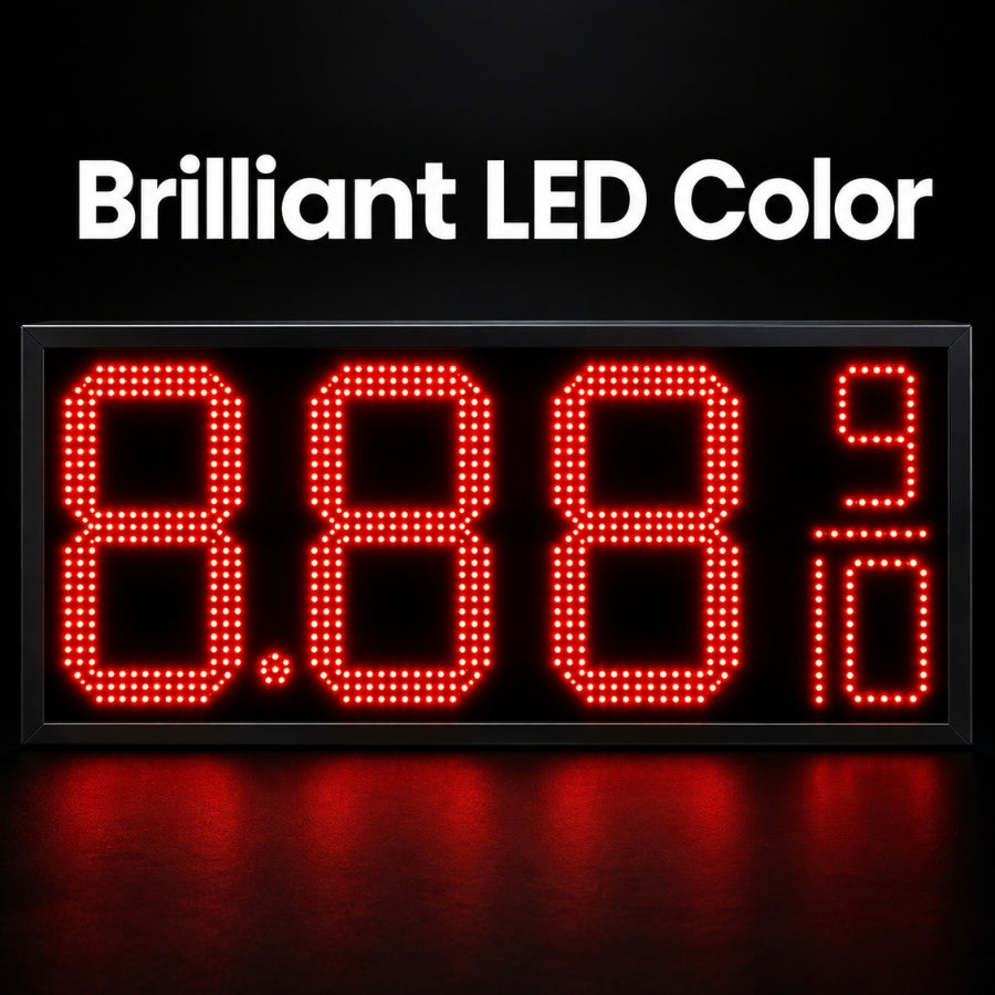16 Inch Red LED Gas Price Sign for Gas Stations, 3 Large Digits with 9/10 Fraction, RF Remote Control, IP65 Weatherproof Housing, Digital Fuel Price Display for REGULAR, PLUS & DIESEL, Outdoor Commercial Roadside Sign