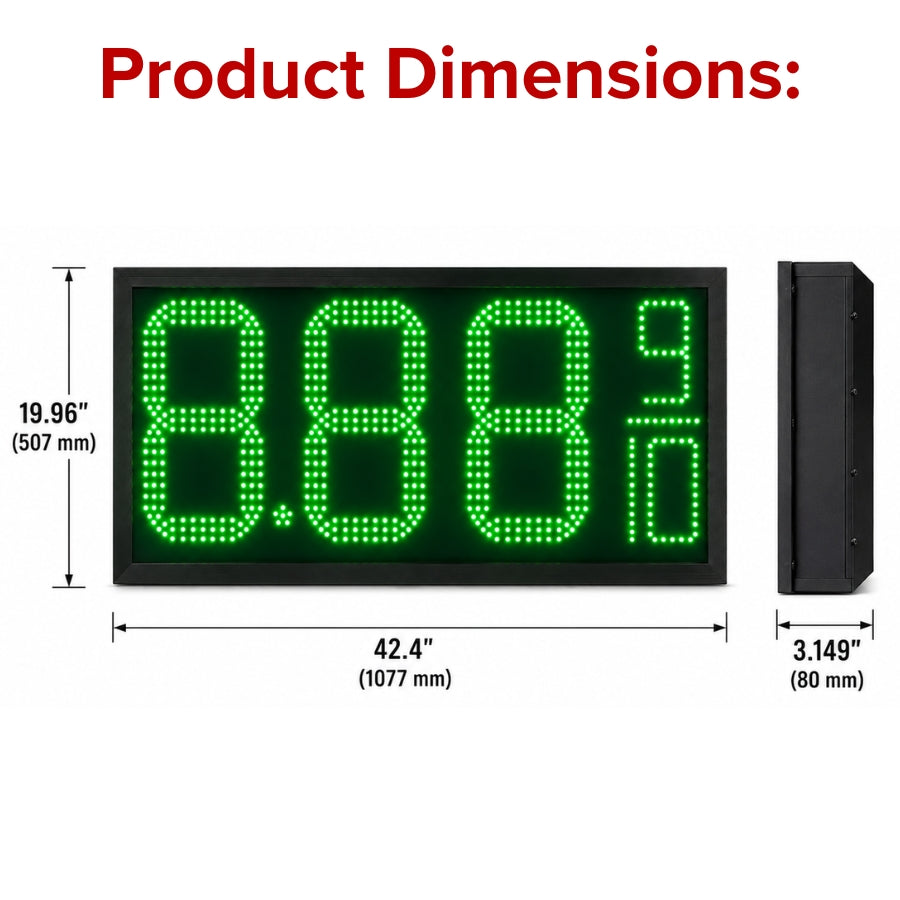 16 Inch Green LED Gas Price Display Sign, Outdoor Fuel Price Board 8.889/10 with RF Remote by Gas Price Sign