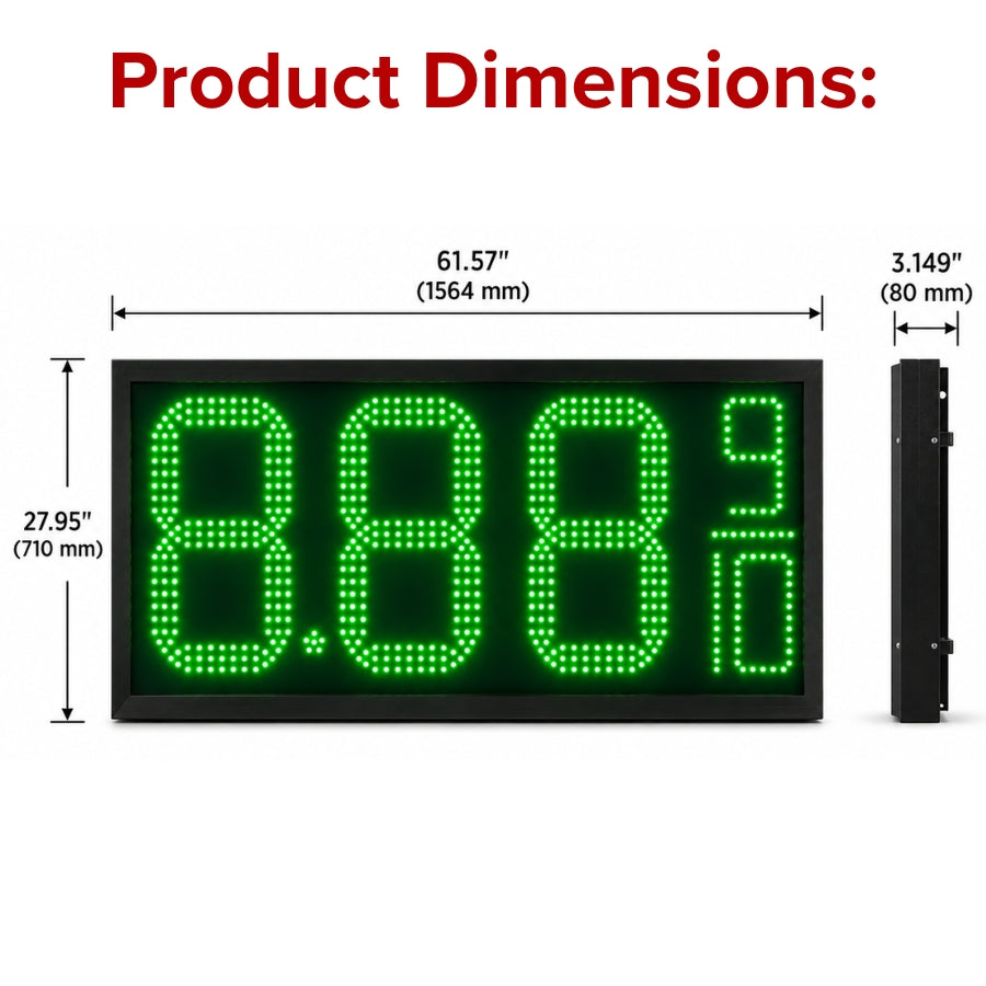 24 Inch Green LED Fuel Price Display Sign, Outdoor Gas Station Price Board 8.889/10 with RF Remote by Gas Price Sign
