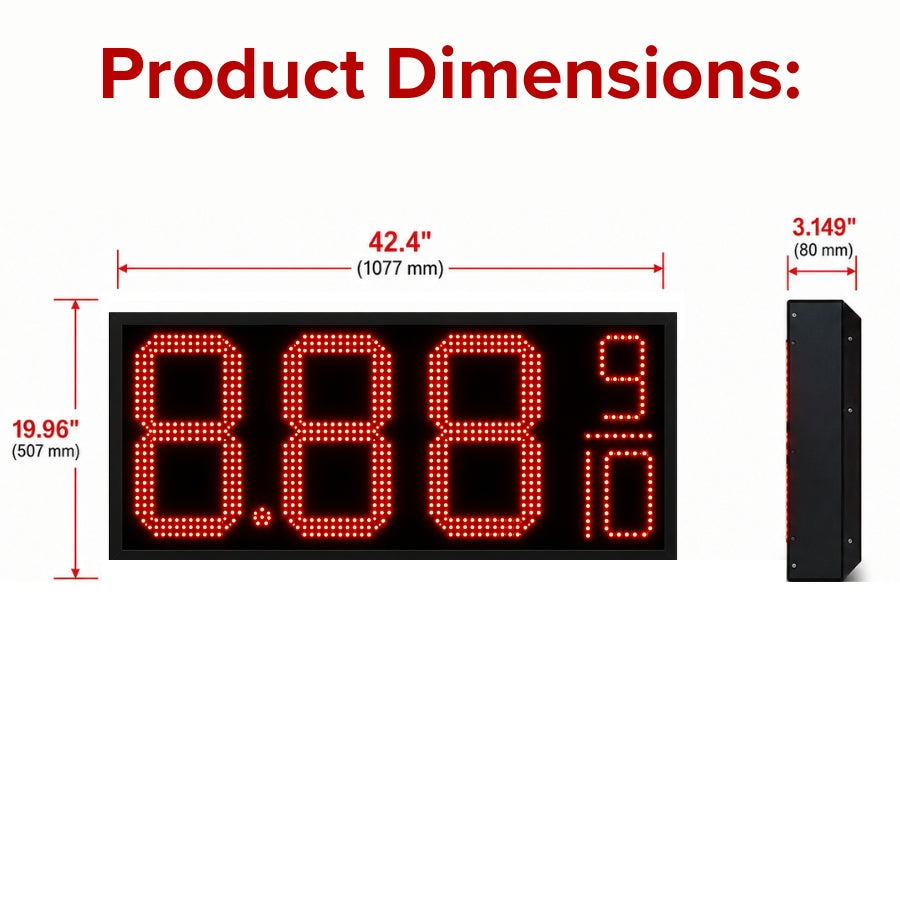 16 Inch Red LED Gas Price Sign, Outdoor Digital Fuel Price Board 8.889/10 with RF Remote, Master & Slave Commercial Display by Gas Price Sign