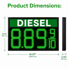 24 Inch Green LED DIESEL Fuel Price Display, Outdoor Gas Station Sign 8.889/10 with RF Remote by Gas Price Sign