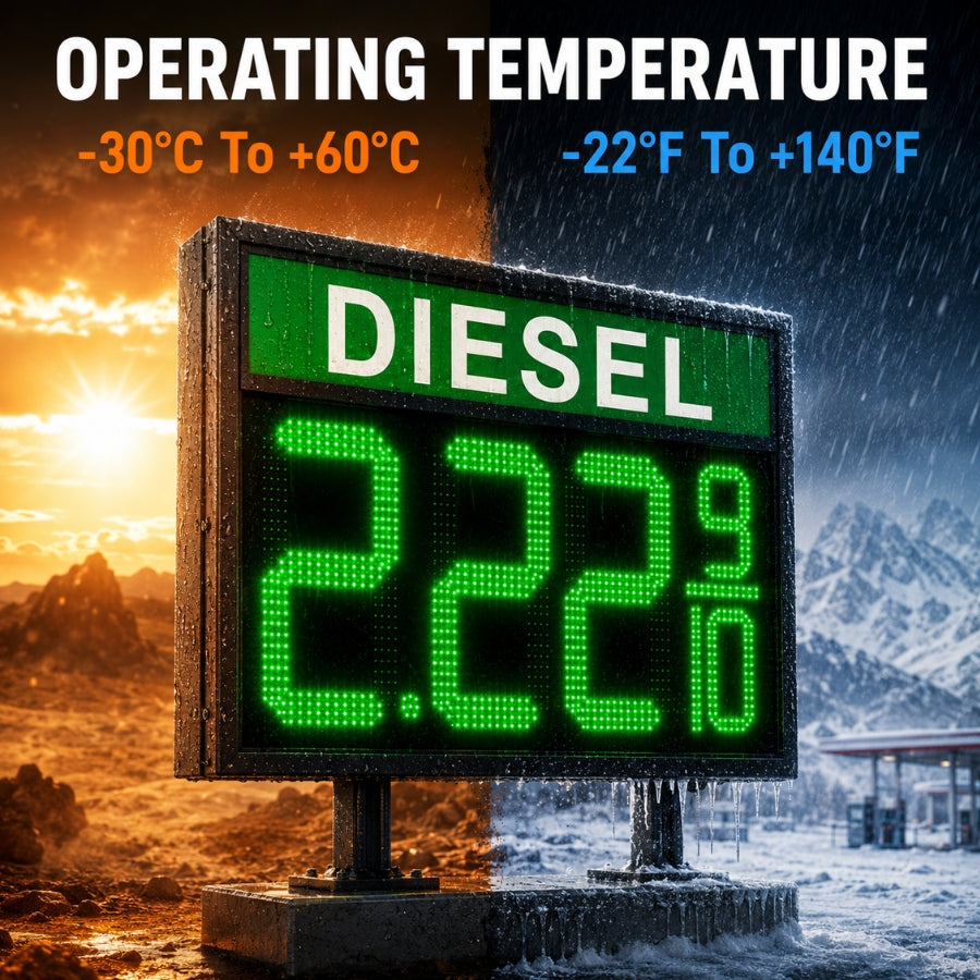 18 Inch Green LED DIESEL Gas Price Display, Outdoor Fuel Price Board 8.889/10 with RF Remote by Gas Price Sign