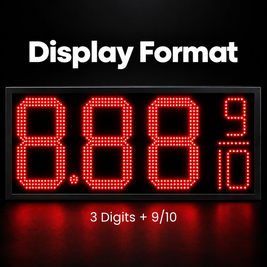 18 Inch Red LED Gas Price Sign for Gas Stations, 3 Large Digits with 9/10 Fraction, RF Remote Control, IP65 Weatherproof Housing, Digital Fuel Price Display for REGULAR, PLUS & DIESEL, Outdoor Commercial Roadside Sign