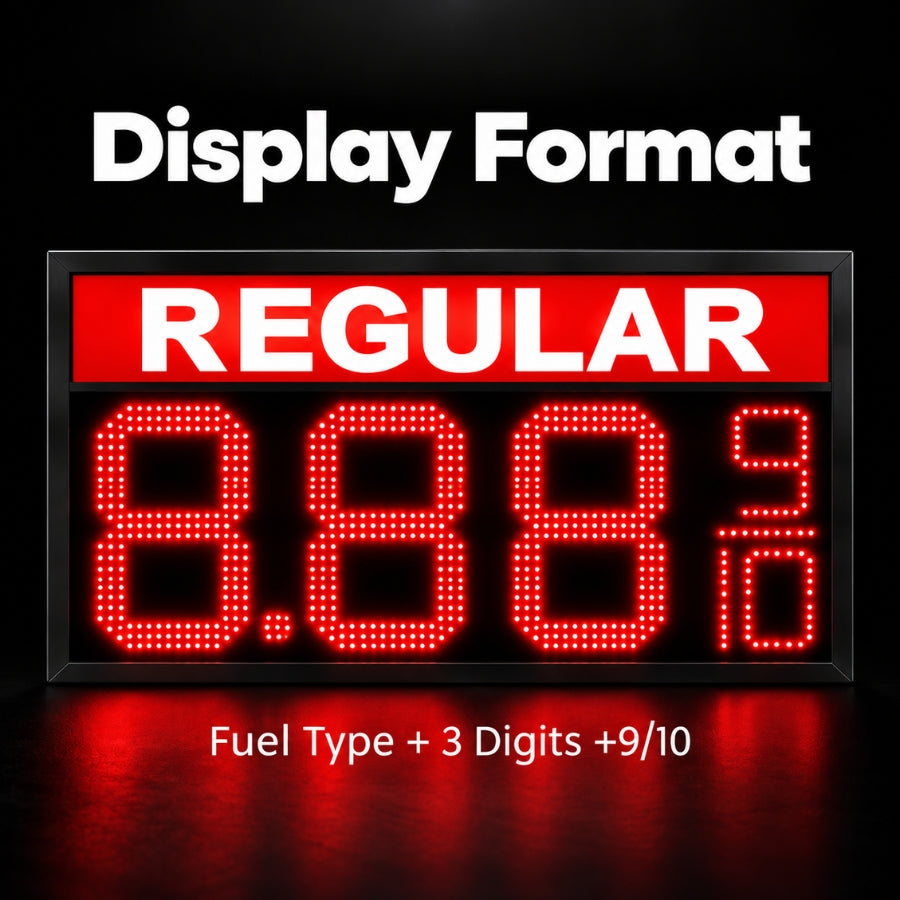 24 Inch Red LED REGULAR Fuel Price Sign, Outdoor Gas Station Display 8.889/10 with RF Remote by Gas Price Sign