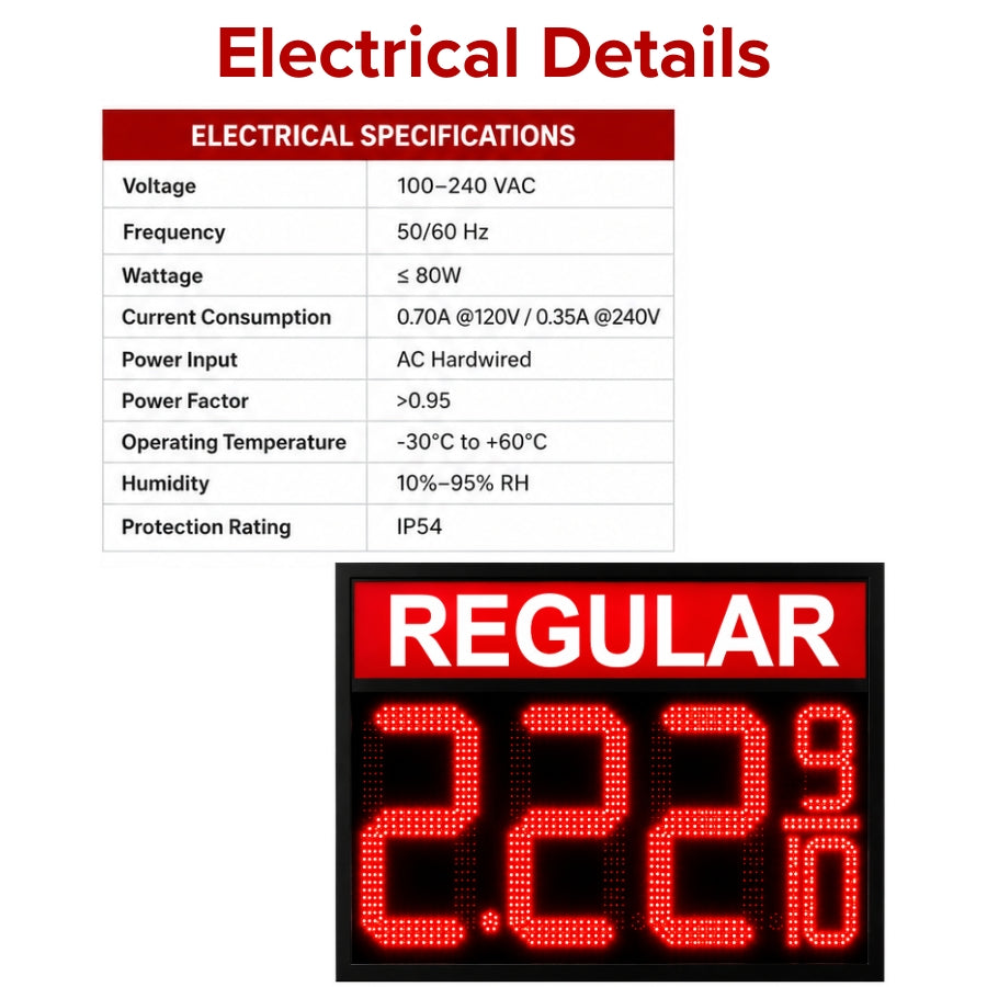 18 Inch Red LED REGULAR Gas Price Sign, Outdoor Fuel Price Display 8.889/10 with RF Remote, Commercial Fuel Station Signage