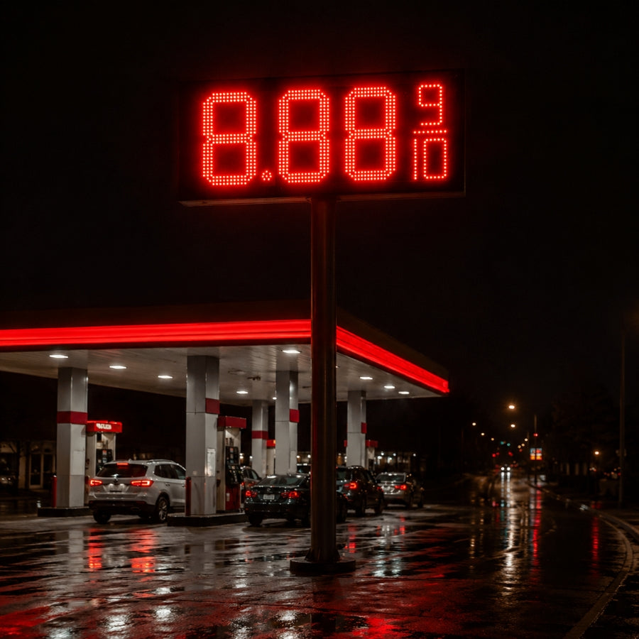 12 Inch Red LED Gas Station Price Display, 8.889/10 Digits, Double-Sided Master & Slave Sign with RF Remote, Outdoor Fuel Price Board by Gas Price Sign