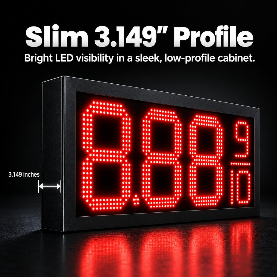 18 Inch Red LED Gas Price Sign for Gas Stations, 3 Large Digits with 9/10 Fraction, RF Remote Control, IP65 Weatherproof Housing, Digital Fuel Price Display for REGULAR, PLUS & DIESEL, Outdoor Commercial Roadside Sign