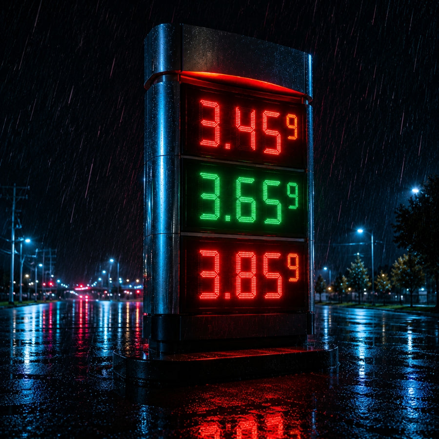 12 Inch Green LED Fuel Price Display, 8.889/10 Digital Gas Station Sign with RF Remote, Master & Slave Outdoor Signage by Gas Price Sign
